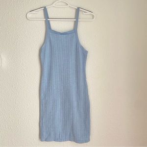 Zara baby blue knit bodycon square neckline mini dress size S